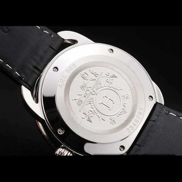 Hermes Arceau White Dial Black Leather Strap new58707