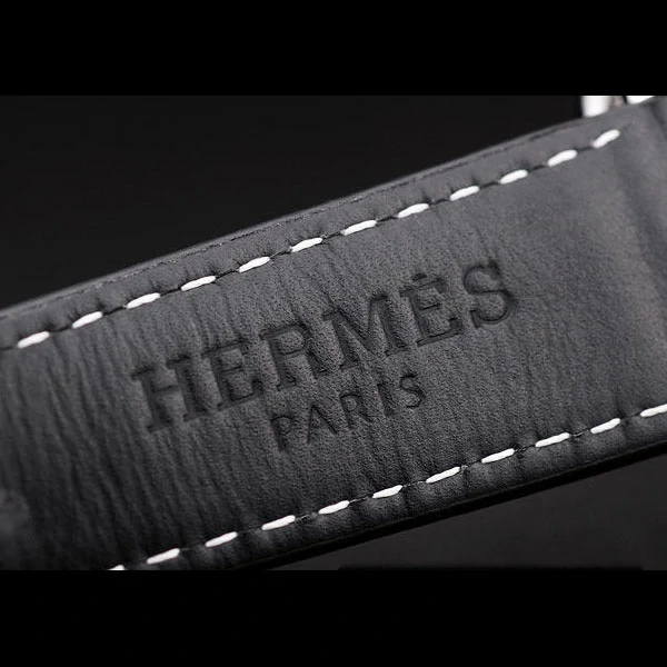 Hermes Arceau Black Dial Black Leather Strap new58708