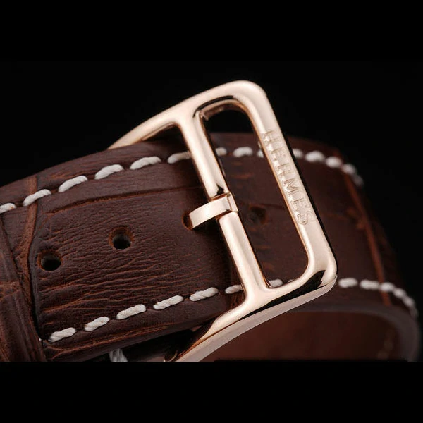 Hermes Arceau Black Dial Brown Leather Strap new58709