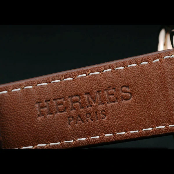 Hermes Arceau Black Dial Brown Leather Strap new58709