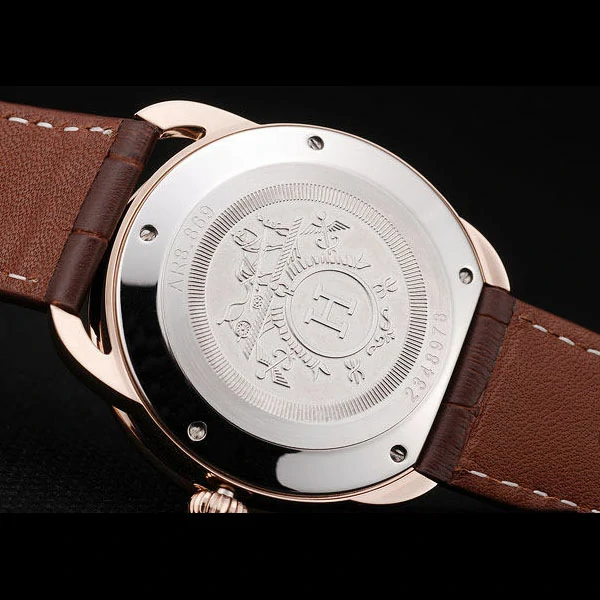 Hermes Arceau Black Dial Brown Leather Strap new58709