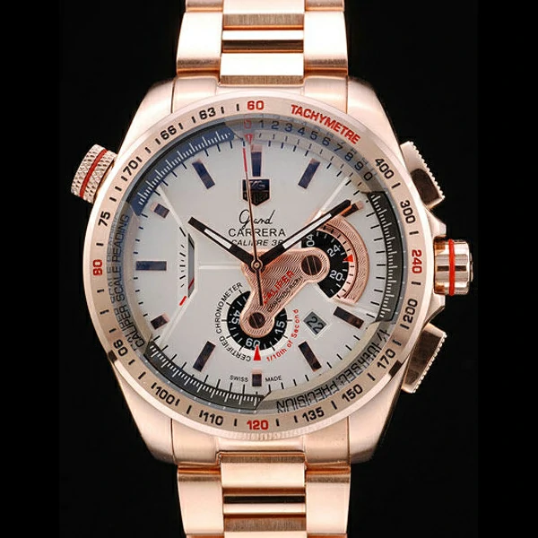 Tag Heuer Carrera Rose Gold Case White Dial new58749