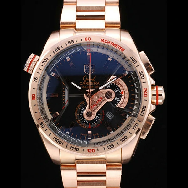 Tag Heuer Carrera Rose Gold Case Black Dial new58750