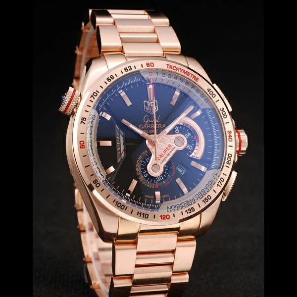 Tag Heuer Carrera Rose Gold Case Black Dial new58750