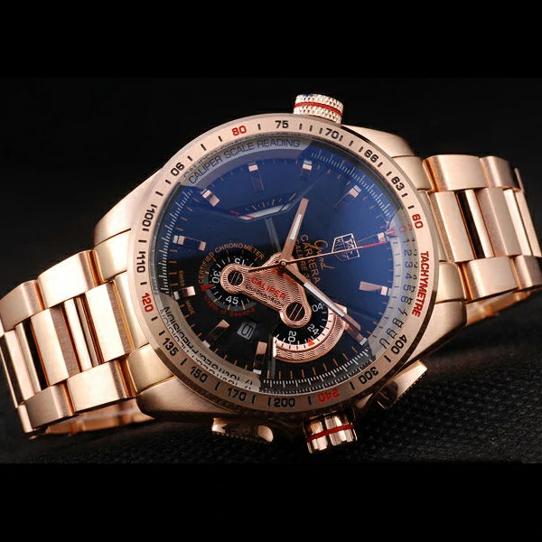 Tag Heuer Carrera Rose Gold Case Black Dial new58750