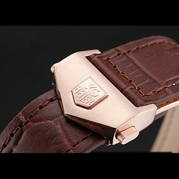 Tag Heuer Carrera Rose Gold Case White Dial Brown Leather Strap new58751