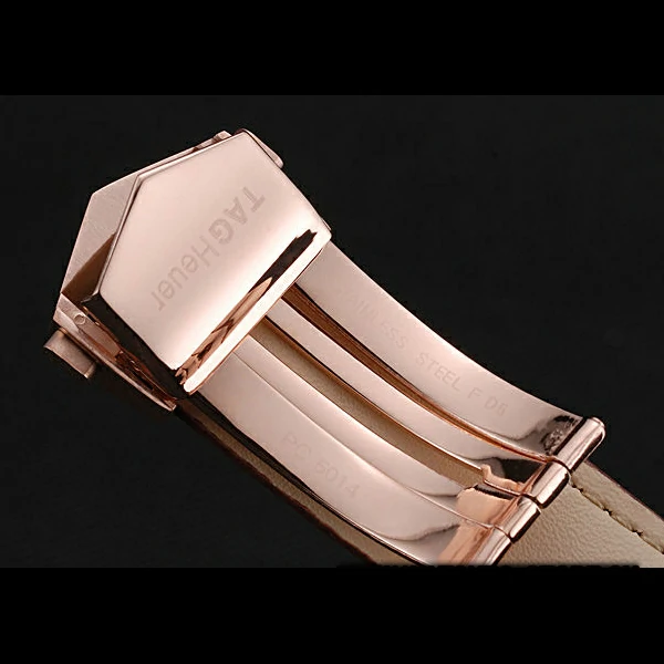 Tag Heuer Carrera Rose Gold Case White Dial Brown Leather Strap new58751