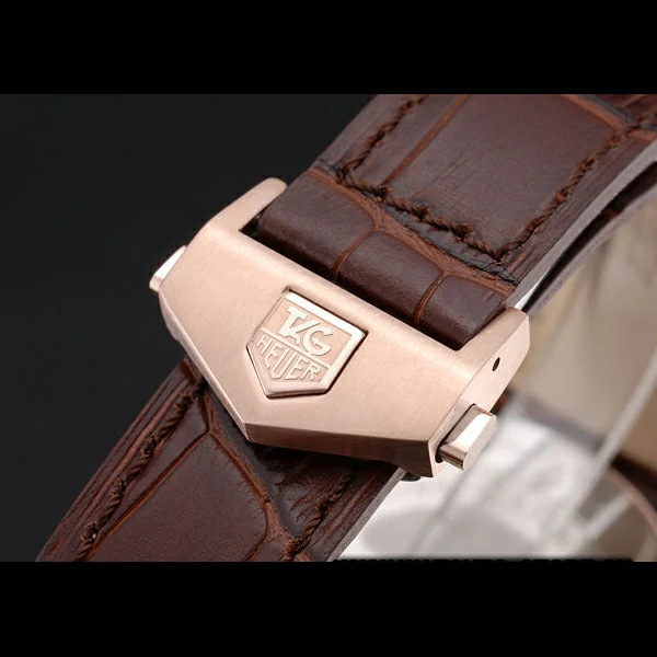 Tag Heuer Carrera Rose Gold Case White Dial Brown Leather Strap new58753