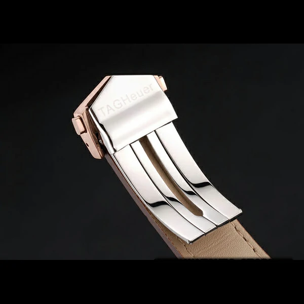 Tag Heuer Carrera Rose Gold Case White Dial Brown Leather Strap new58753