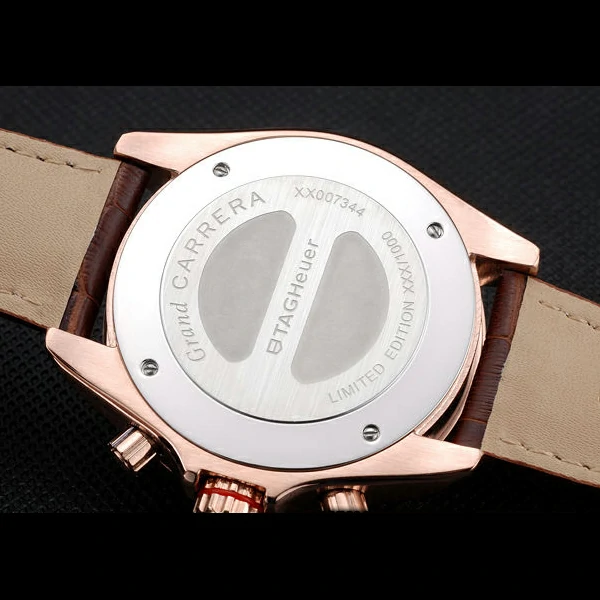 Tag Heuer Carrera Rose Gold Case White Dial Brown Leather Strap new58753