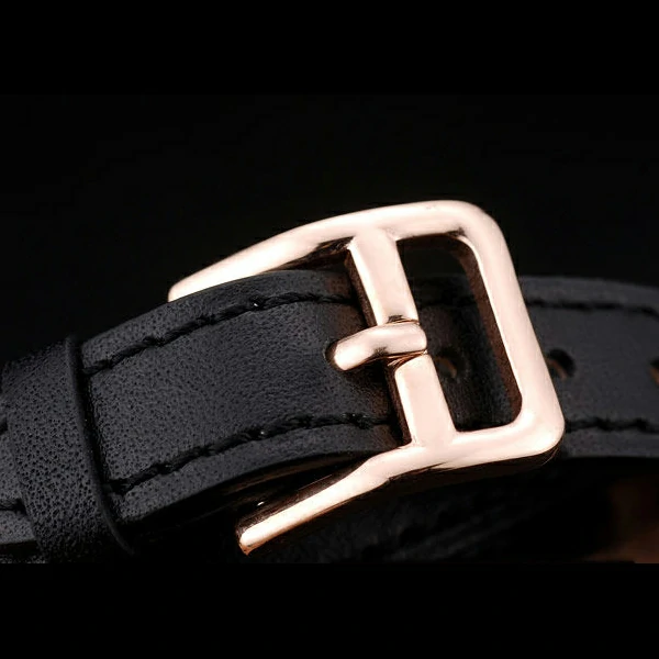 Hermes Classic MOP Dial Black Elongated Leather Strap new58789
