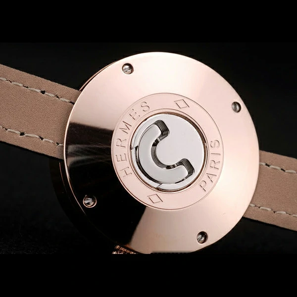 Hermes Classic MOP Dial Black Elongated Leather Strap new58789