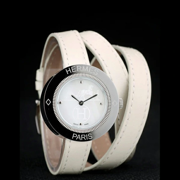 Hermes Classic MOP Dial White Elongated Leather Strap new58790