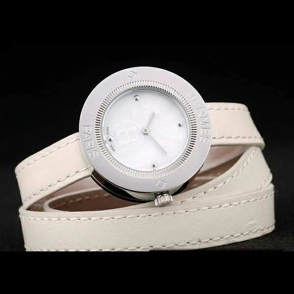 Hermes Classic MOP Dial White Elongated Leather Strap new58790