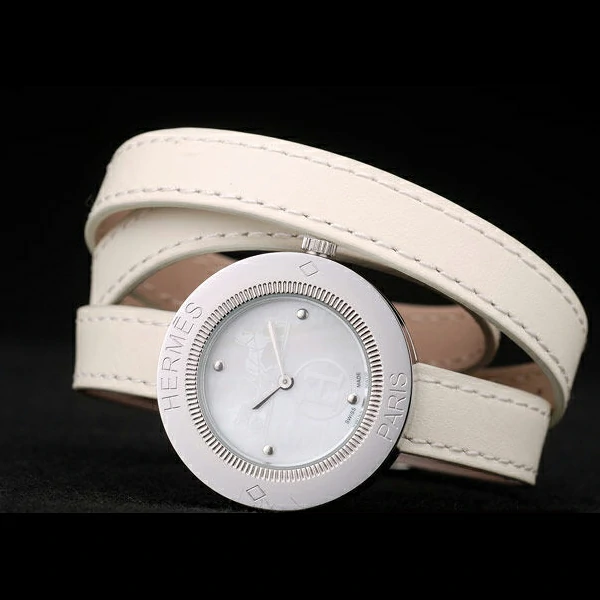 Hermes Classic MOP Dial White Elongated Leather Strap new58790
