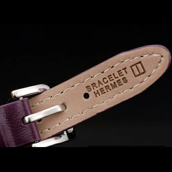 Hermes Classic MOP Dial Purple Elongated Leather Strap new58791