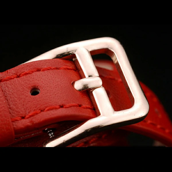 Hermes Classic MOP Dial Red Elongated Leather Strap new58792