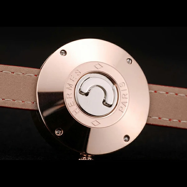 Hermes Classic MOP Dial Red Elongated Leather Strap new58792