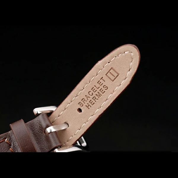 Hermes Classic MOP Dial Brown Elongated Leather Strap new58793