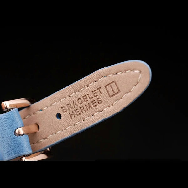 Hermes Classic MOP Dial Light Blue Elongated Leather Strap new58794