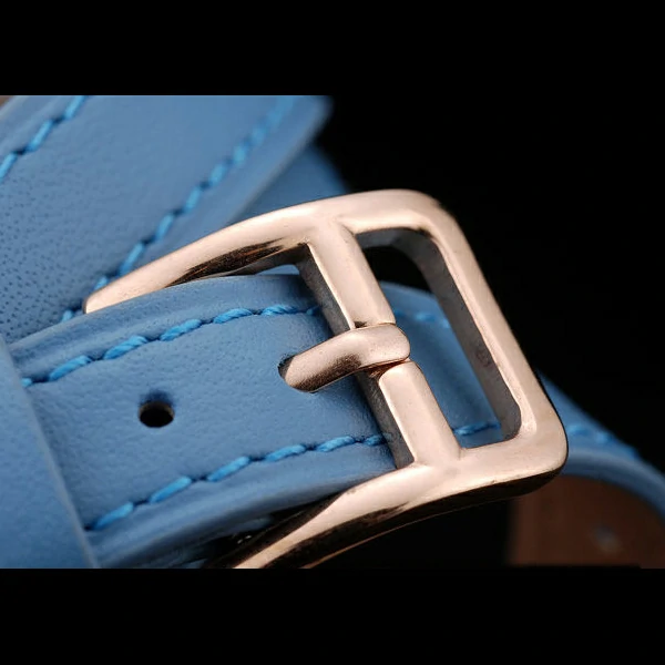 Hermes Classic MOP Dial Light Blue Elongated Leather Strap new58794