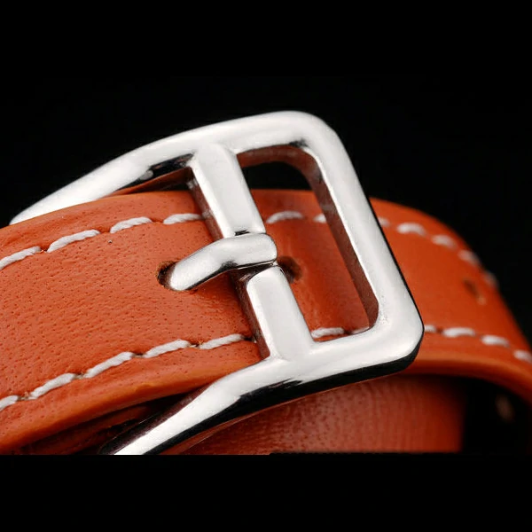 Hermes Classic MOP Dial Orange Elongated Leather Strap new58795