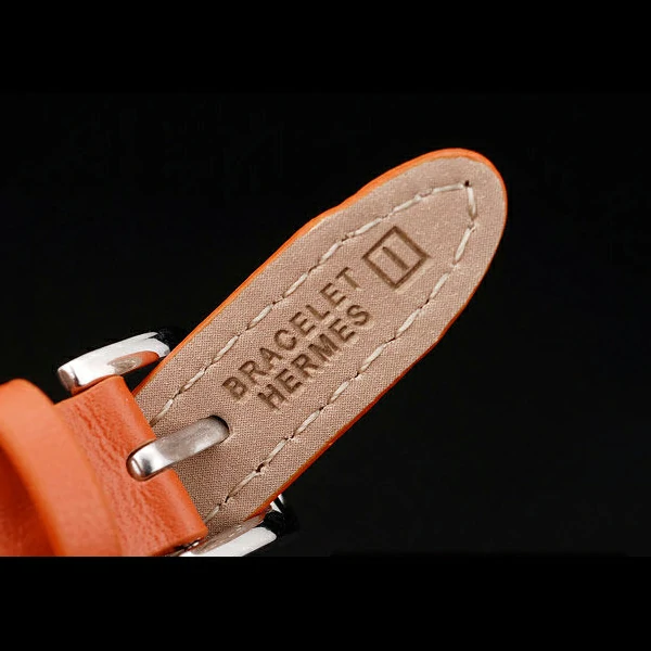 Hermes Classic MOP Dial Orange Elongated Leather Strap new58795