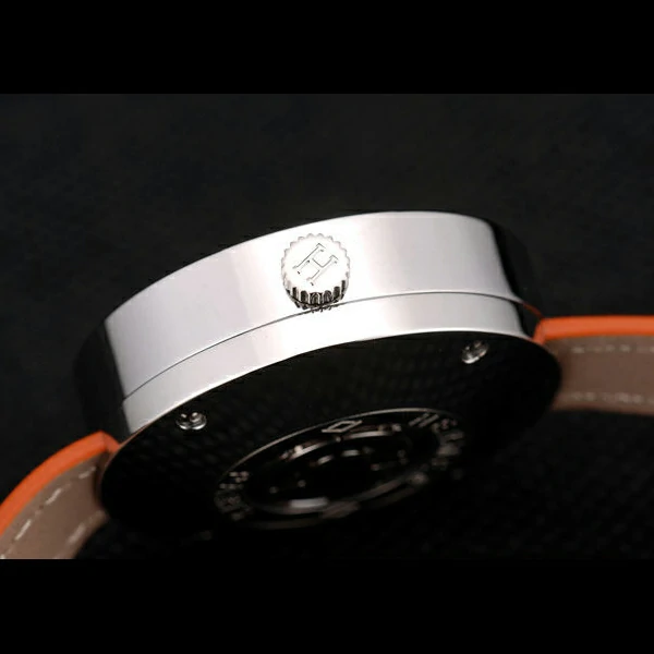 Hermes Classic MOP Dial Orange Elongated Leather Strap new58795