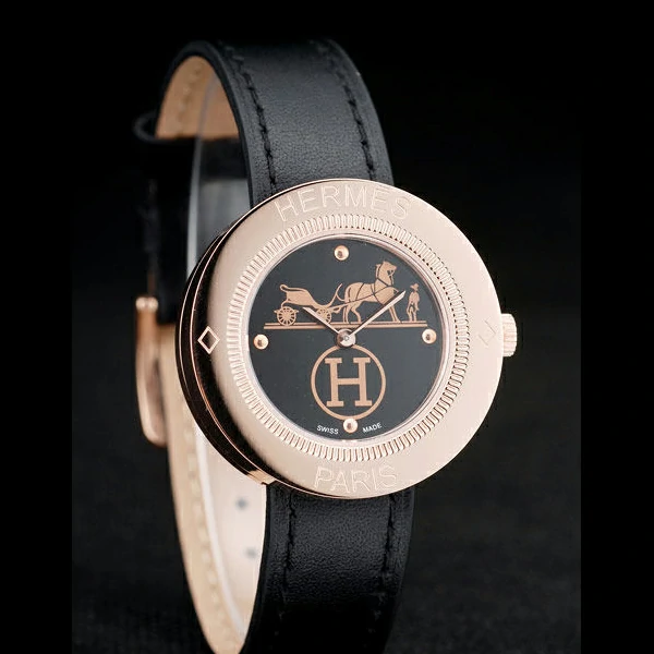 Hermes Classic MOP Dial Black Leather Strap new58796