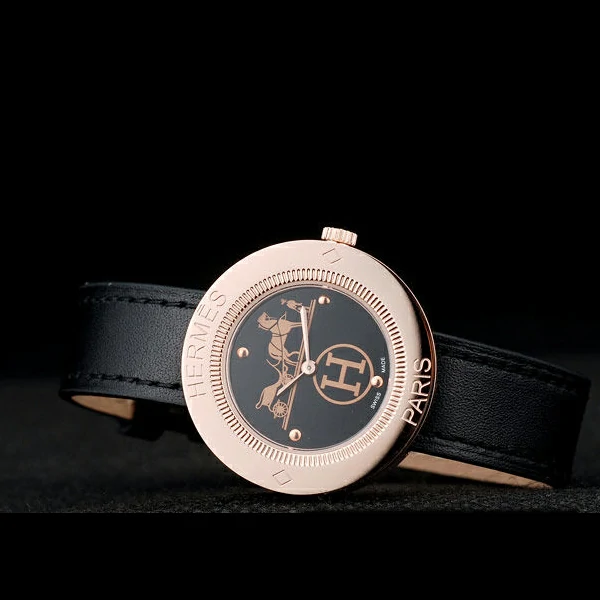 Hermes Classic MOP Dial Black Leather Strap new58796