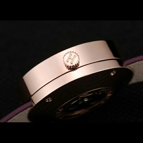 Hermes Classic MOP Dial Purple Leather Strap new58797