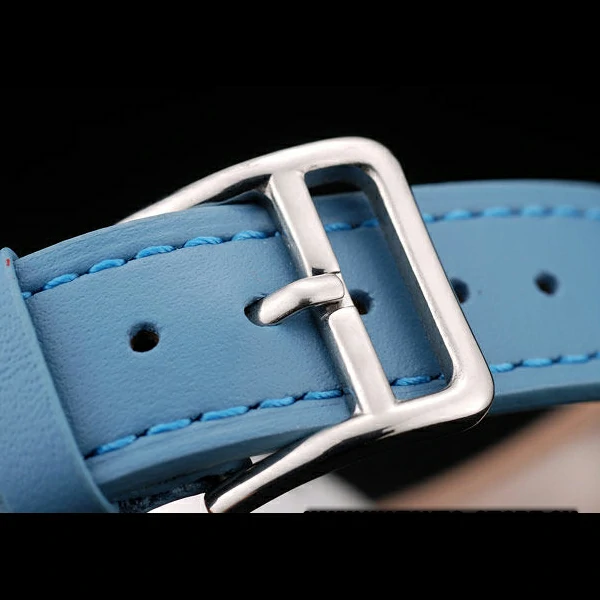 Hermes Classic MOP Dial Light Blue Leather Strap new58798