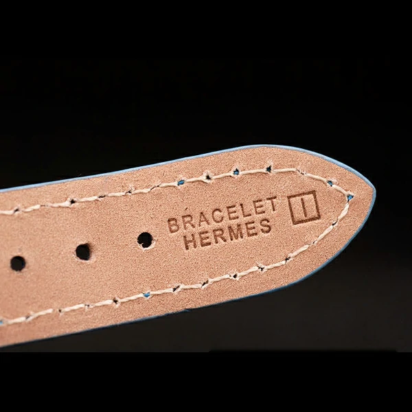 Hermes Classic MOP Dial Light Blue Leather Strap new58798