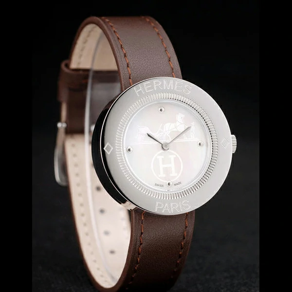 Hermes Classic MOP Dial Brown Leather Strap new58799