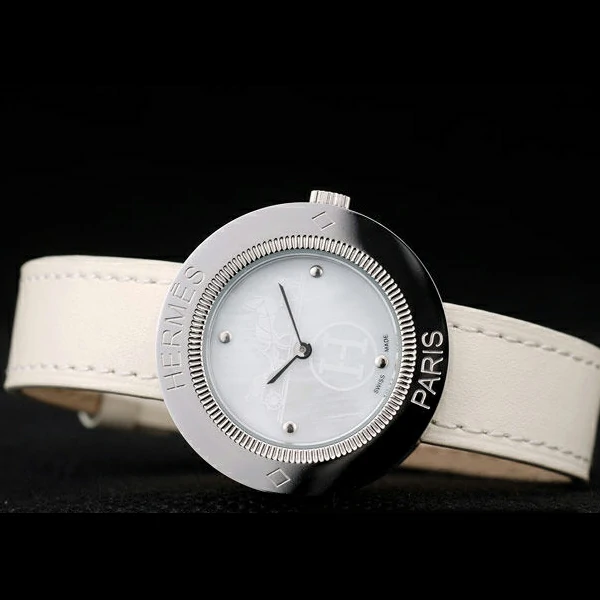 Hermes Classic MOP Dial White Leather Strap new58800