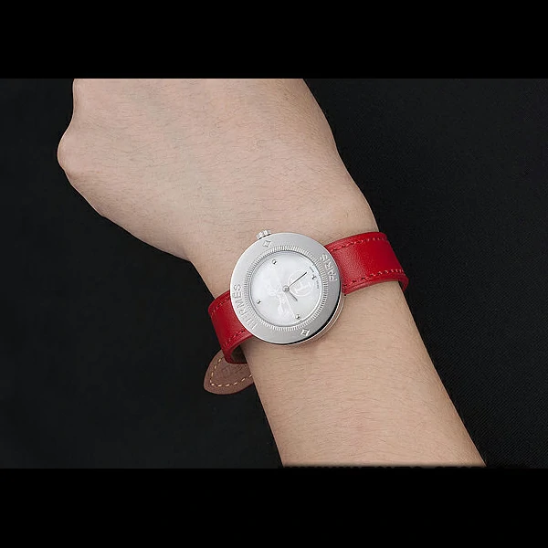 Hermes Classic MOP Dial Red Leather Strap new58801