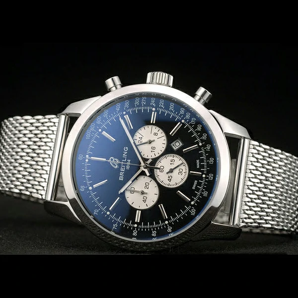 Breitling Transocean Stainless Steel Case Black Dial new58850