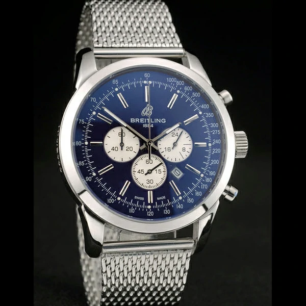 Breitling Transocean Stainless Steel Case Blue Dial new58851