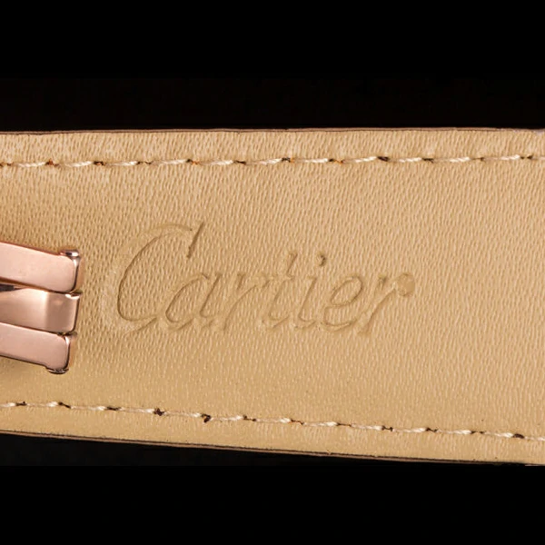 Cartier Calibre White Dial Gold Case Brown Leather Bracelet new58880