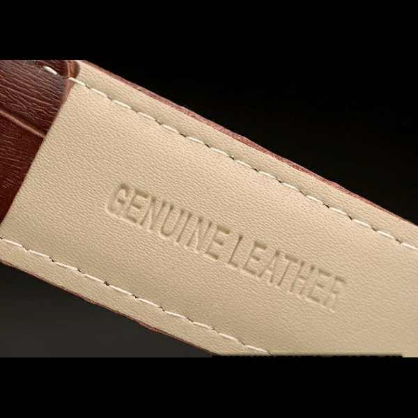 Cartier Calibre White Dial Diamonds Two Tone Case Brown Leather Bracelet new58882