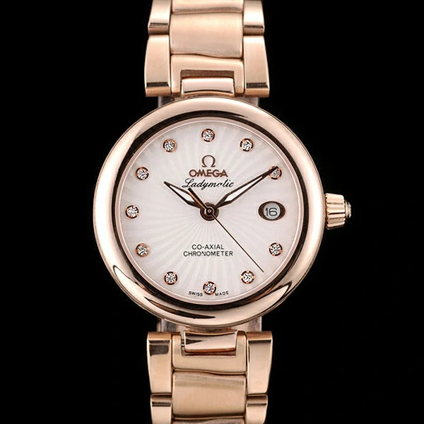 Omega DeVille Ladymatic Rose Gold Stainless Steel Strap White Dial new58894