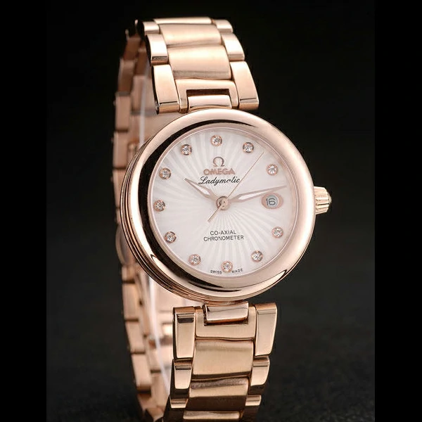 Omega DeVille Ladymatic Rose Gold Stainless Steel Strap White Dial new58894