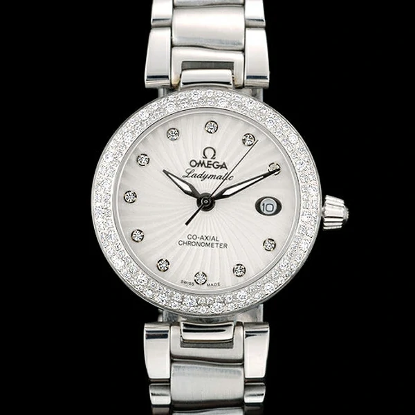 Omega DeVille Ladymatic iamond Plated Bezel White Dial new58899