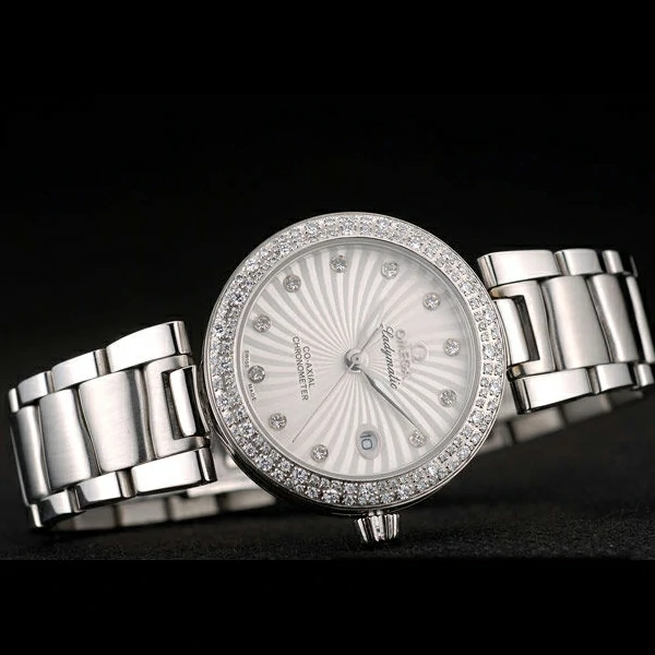 Omega DeVille Ladymatic iamond Plated Bezel White Dial new58899