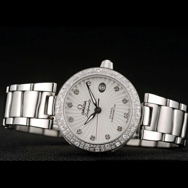 Omega DeVille Ladymatic iamond Plated Bezel White Dial new58899