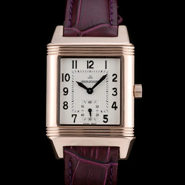 Jaeger le Coultre Reverso Squadro Lady Brown Leather Strap White Dial new58912