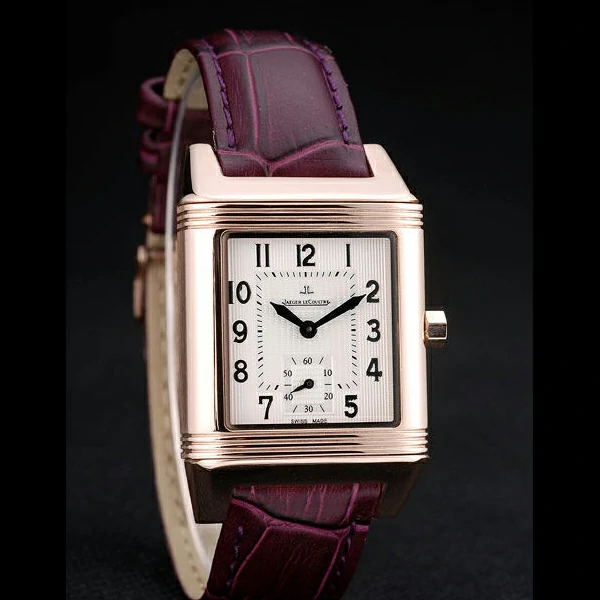 Jaeger le Coultre Reverso Squadro Lady Brown Leather Strap White Dial new58912