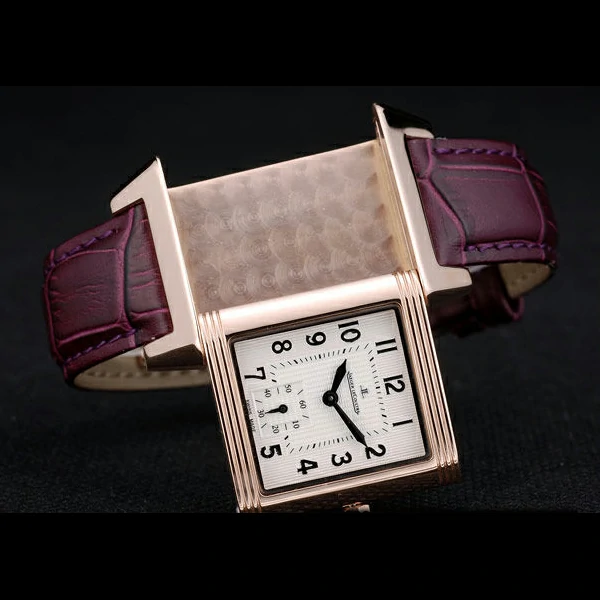 Jaeger le Coultre Reverso Squadro Lady Brown Leather Strap White Dial new58912
