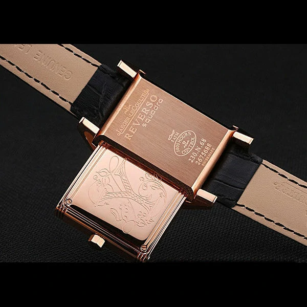 Jaeger le Coultre Reverso Squadro Lady Black Leather Strap Pearl Dial new58913