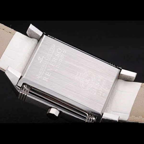 Jaeger le Coultre Reverso Squadro Lady White Leather Strap Pearl Dial new58916